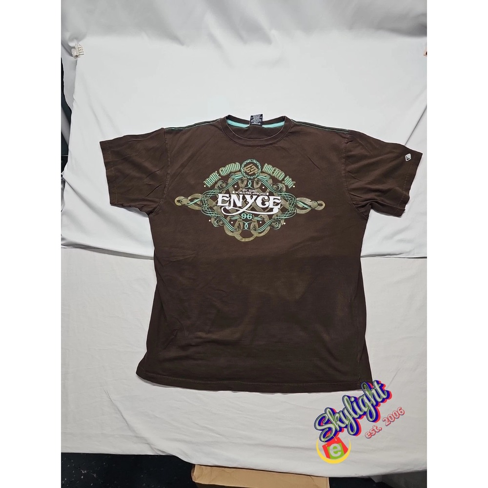 Enyce Mens Brown Oversized Tall Skate Streetwear Y2k Hip‎ Hop Skate T Shirt 3xl